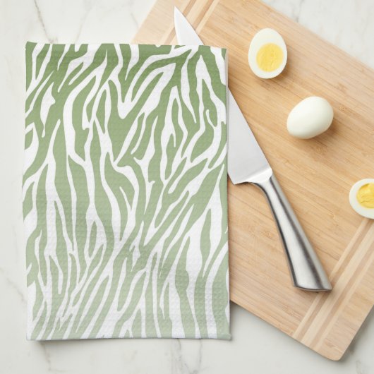 Wild Green Zebra Print Ombre Theedoek (Quarter Fold)