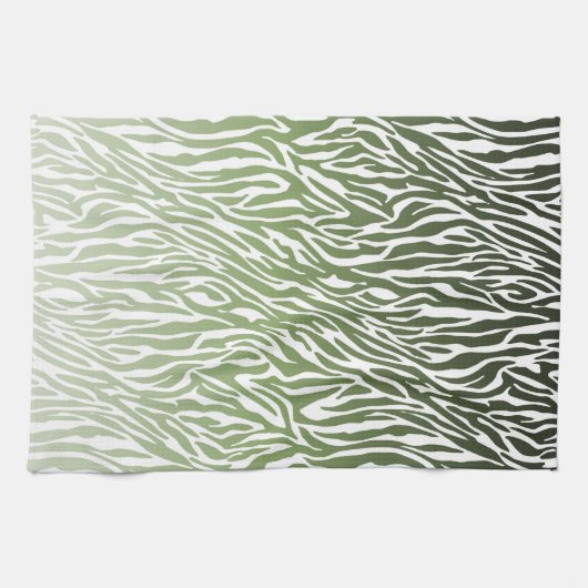 Wild Green Zebra Print Ombre Theedoek (Horizontaal)