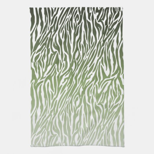 Wild Green Zebra Print Ombre Theedoek (Verticaal)