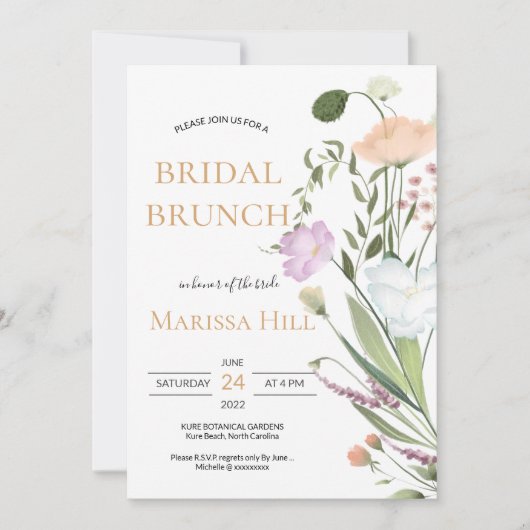 Wild greenery Vrijgezellenfeest Brunch Uitnodiging (Voorkant)