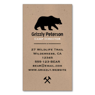 Wild Grizzly Beer Silhouette   Natuur Wildlife Visitekaartje Magneet