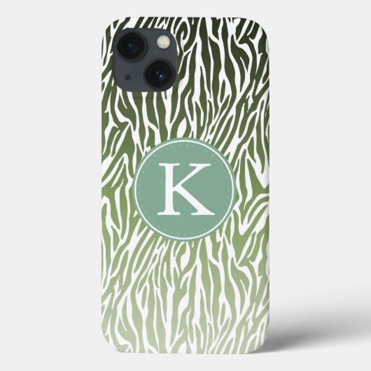 Wild Groene Zebra Print Ombre Monogram Case-Mate iPhone Case (Achterkant)