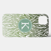 Wild Groene Zebra Print Ombre Monogram Case-Mate iPhone Case (Achterkant (horizontaal))