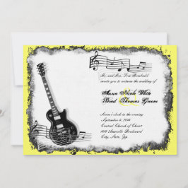 Wild Guitar Yellow Music Wedding Invitation Kaart