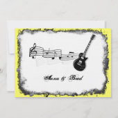 Wild Guitar Yellow Music Wedding Invitation Kaart (Achterkant)