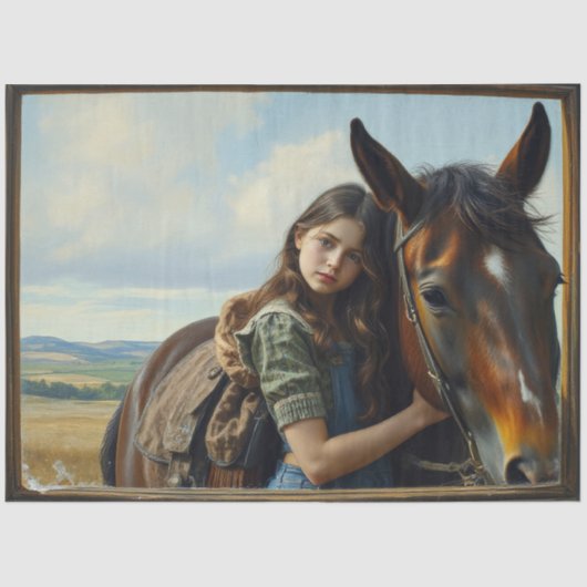 Wild Gypsy girl with her horse Tissuepapier (Voorkant)