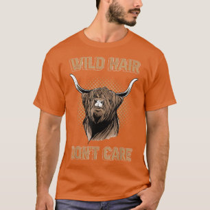 Wild Hair geeft niet om t-shirt grappige koe boer
