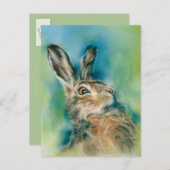 Wild Hare Exuberance Pastel Art Briefkaart (Voorkant / Achterkant)