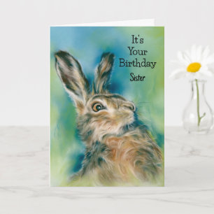 Wild Hare Exuberance Pastel Art Custom Birthday Kaart