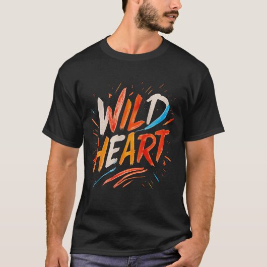Wild Heart Brushstroke Retro Tee T-shirt (Voorkant)
