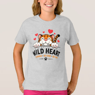 Wild Heart Cat Kids School T-Shirt – Cute Dier S