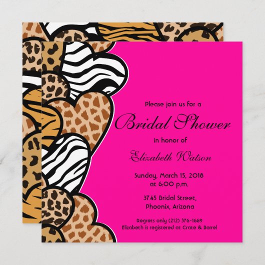 Wild hearts Bruids Douche uitnodiging (Voorkant / Achterkant)