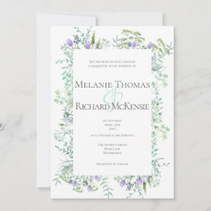Wild Herbs Spring Green Wedding Invitation Kaart