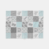 Wild Horse BoHo Fleece Blanket - Aqua/Gray (Voorkant (Horizontaal))