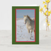 WILD HORSE DE L'UTAH SUR LA Carte NOËL NEIGE (Fleur jaune)