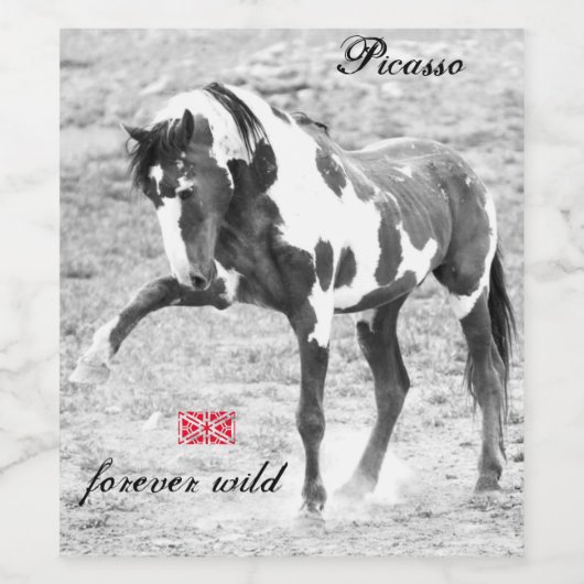 Wild Horse Foto Picasso Mustang Wine Labels Wijn Etiket (Enkel label)