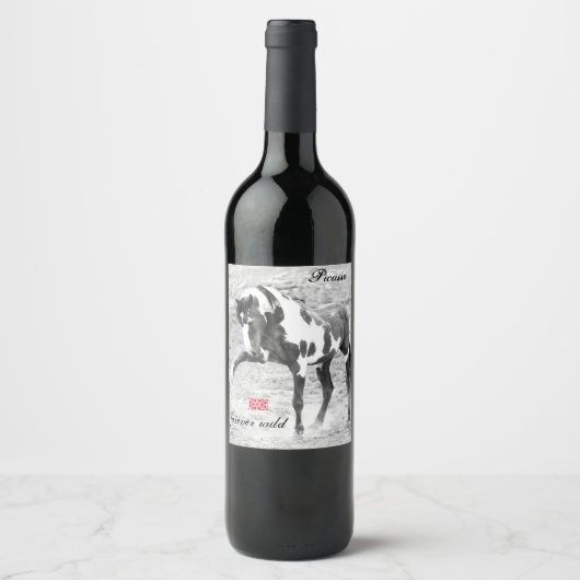 Wild Horse Foto Picasso Mustang Wine Labels Wijn Etiket (Voorkant)