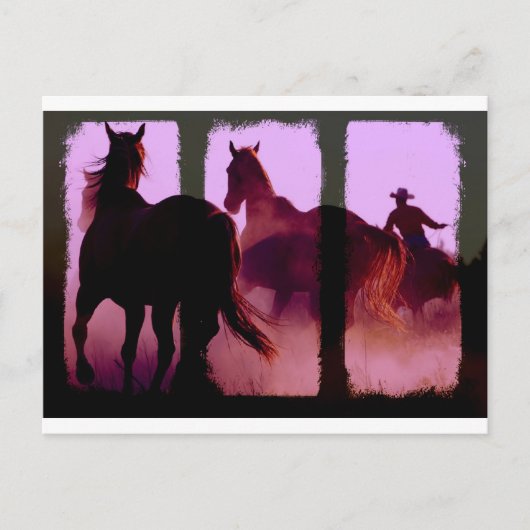 Wild Horse Roundup Triptych Briefkaart (Voorkant)
