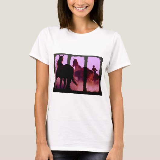 Wild Horse Roundup Triptych T-shirt (Voorkant)