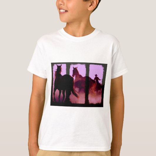 Wild Horse Roundup Triptych T-shirt (Voorkant)