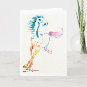 Wild Horse Spirit - Romping Horse Waterverf Card Kaart