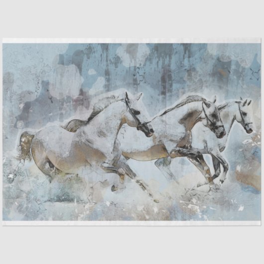 Wild Horse Stampede Westerne ontkoppeling Art Tissuepapier (Voorkant)