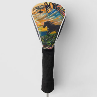 Wild Horse Sunset Kunst - Handgemaakte kunst Golfheadcover