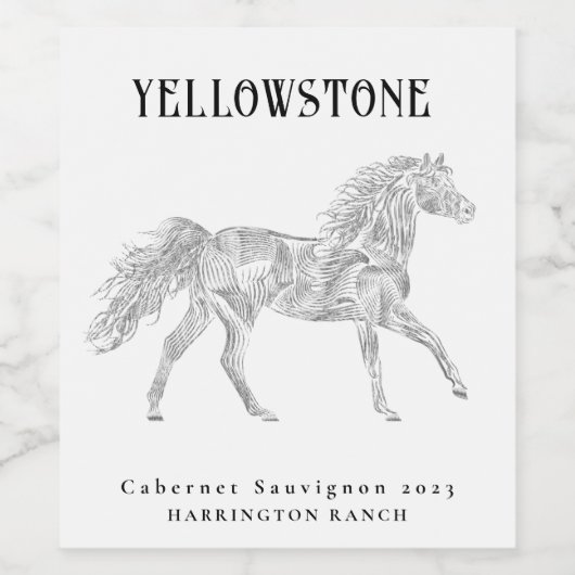 Wild Horse Western ontwerp aangepaste wijnlabels Wijn Etiket (Enkel label)