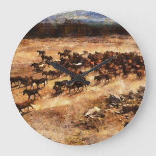 Wild Horses: Artistieke Dierenmajesteit. Grote Klok