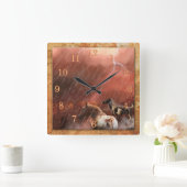 WILD HORSES DESERT STORM VIERKANTE KLOK (Huis)