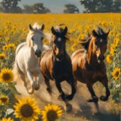 Wild horses field of sunflowers tissuepapier