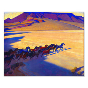 Wild Horses of Nevada door Maynard Dixon Foto Afdruk