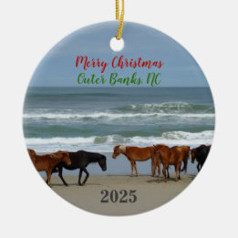 Wild Horses Outer Banks OBX 2025 Christmas Ceramic Keramisch Ornament