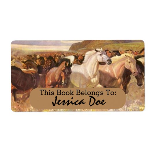Wild Horses Run Art Personal Bookplate Label (Voorkant)