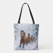 Wild Horses Running Through a Snowy Forest Draagtas (Achterkant)