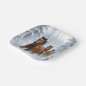 Wild Horses Running Through a Snowy Forest Papieren Bordje (Gebogen)