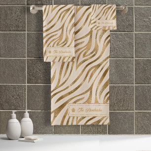 Wild Ideeën Ivoor & Goud Zebra ID1160 Bad Handdoek