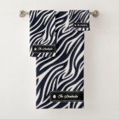 Wild Ideeën Zilver Label Zwart & Wit Zebra ID1160 Bad Handdoek (Insitu)