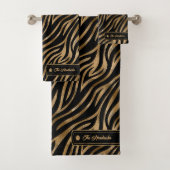 Wild Ideeën Zwart & Goud Zebra ID1160 Bad Handdoek (Insitu)