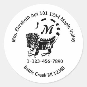 Wild Iguana Verloren de Informatie van het Huis va Ronde Sticker