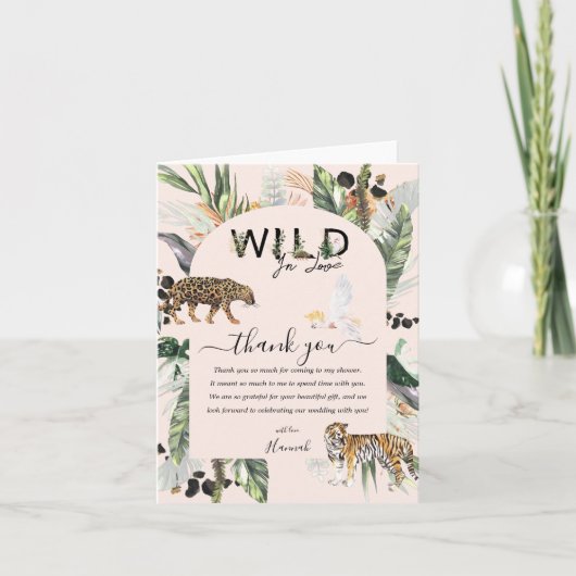 Wild in Love | Jungle Bruiloftsfeestje Bedankkaart (Voorkant)