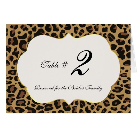Wild Jaguar Pattern Wedding Table Number (Voorkant Horizontaal)