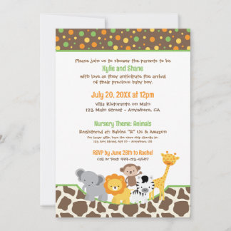 Wild Jungle Animals Baby Shower Invitation Kaart
