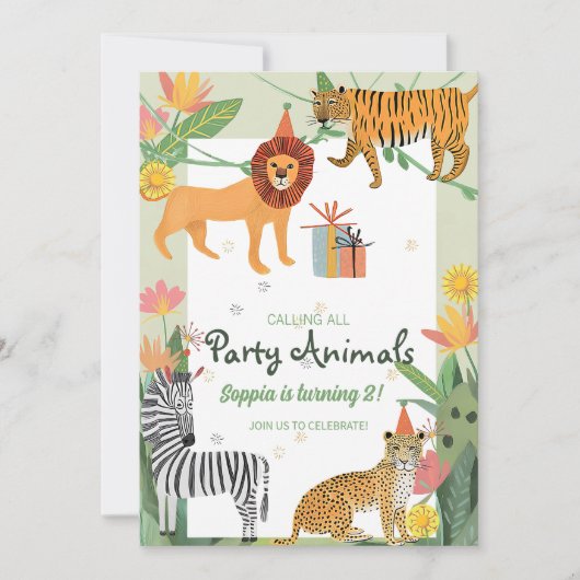 Wild Jungle Birthday Invitation (Devant)