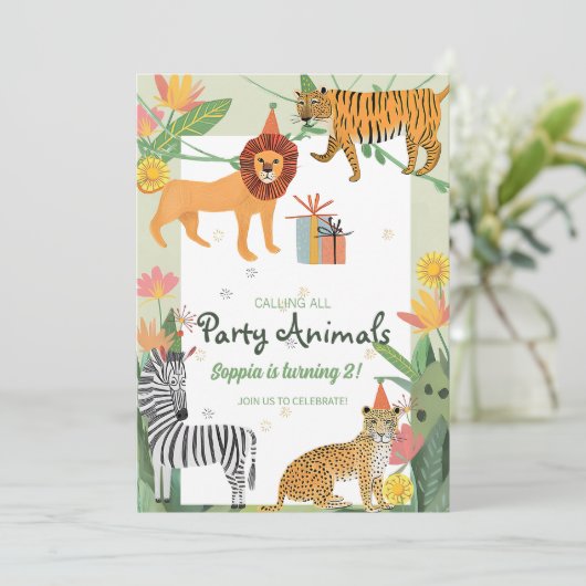 Wild Jungle Birthday Invitation (Debout devant)
