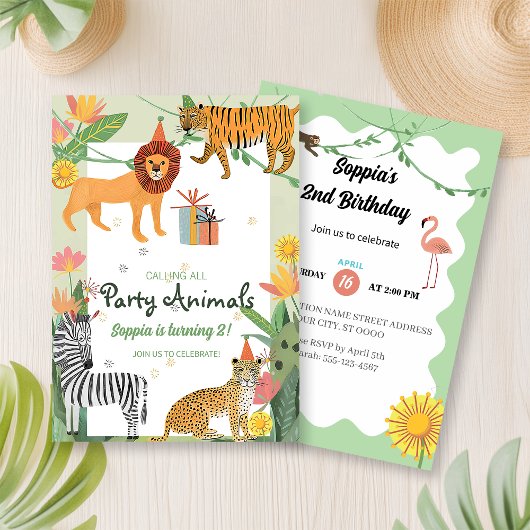 Wild Jungle Birthday Invitation Kaart