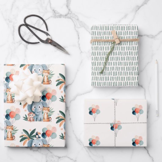 Wild Jungle Birthday Party Pattern Inpakpapier Vel (Voorkant)