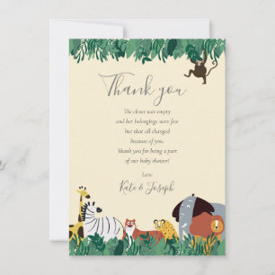Wild Jungle Dieren Baby Shower Bedank Gedicht Bedankkaart