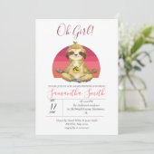 Wild Jungle Safari Animaux Baby Sloth Invitation (Debout devant)