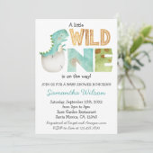 Wild Jurassic Dinosaur Baby shower Kaart (Staand voorkant)
